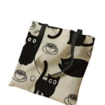 Bolso de Lona con Estampado de Gato – Mapleek