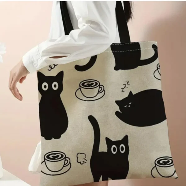 Bolso de Lona con Estampado de Gato – Mapleek