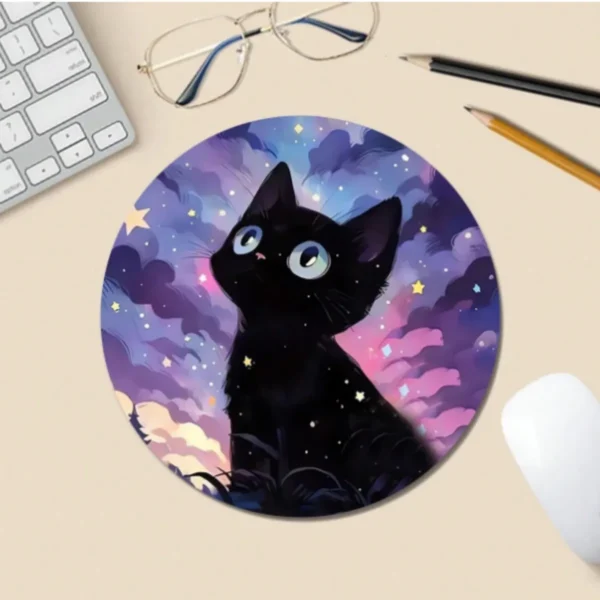 Padmouse Gato negro fondo morado - Mapleek